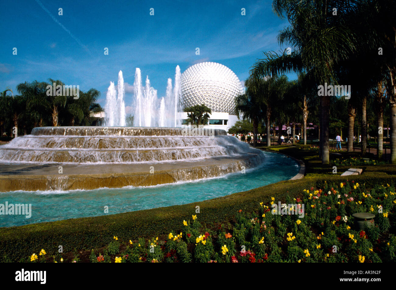 Orlando Florida USA Epcot Centre Geosphere & Fountains Stock Photo Alamy