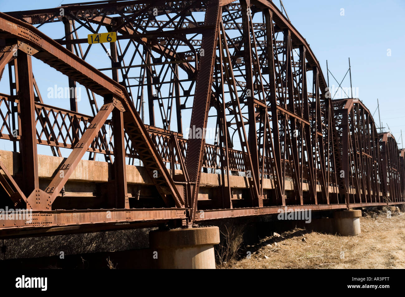 Historic Overholser Steel Truss Bridge on old Route 66 just west of Bethany, Oklahoma but within Oklahoma City’s city limits. USA. I Stock Photo