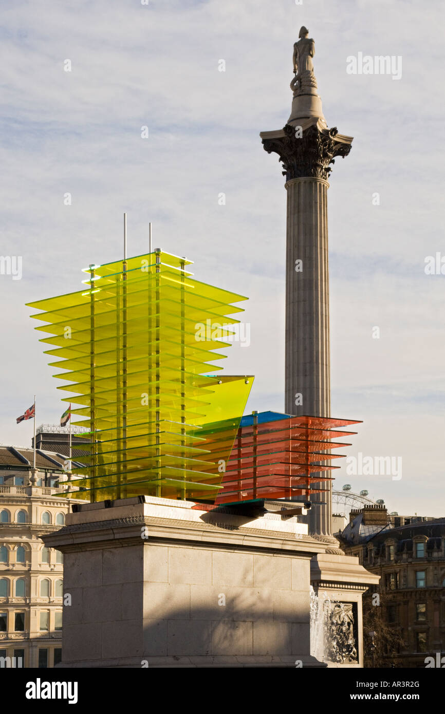 View of Nelsons column,Trafalgar Square,London,England,UK Stock Photo