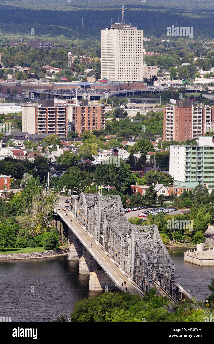 The Royal Alexandra Interprovincial Bridge is a steel truss cantelever bridge spanning the Ottawa River, Ottawa Ontario Canada Stock Photo