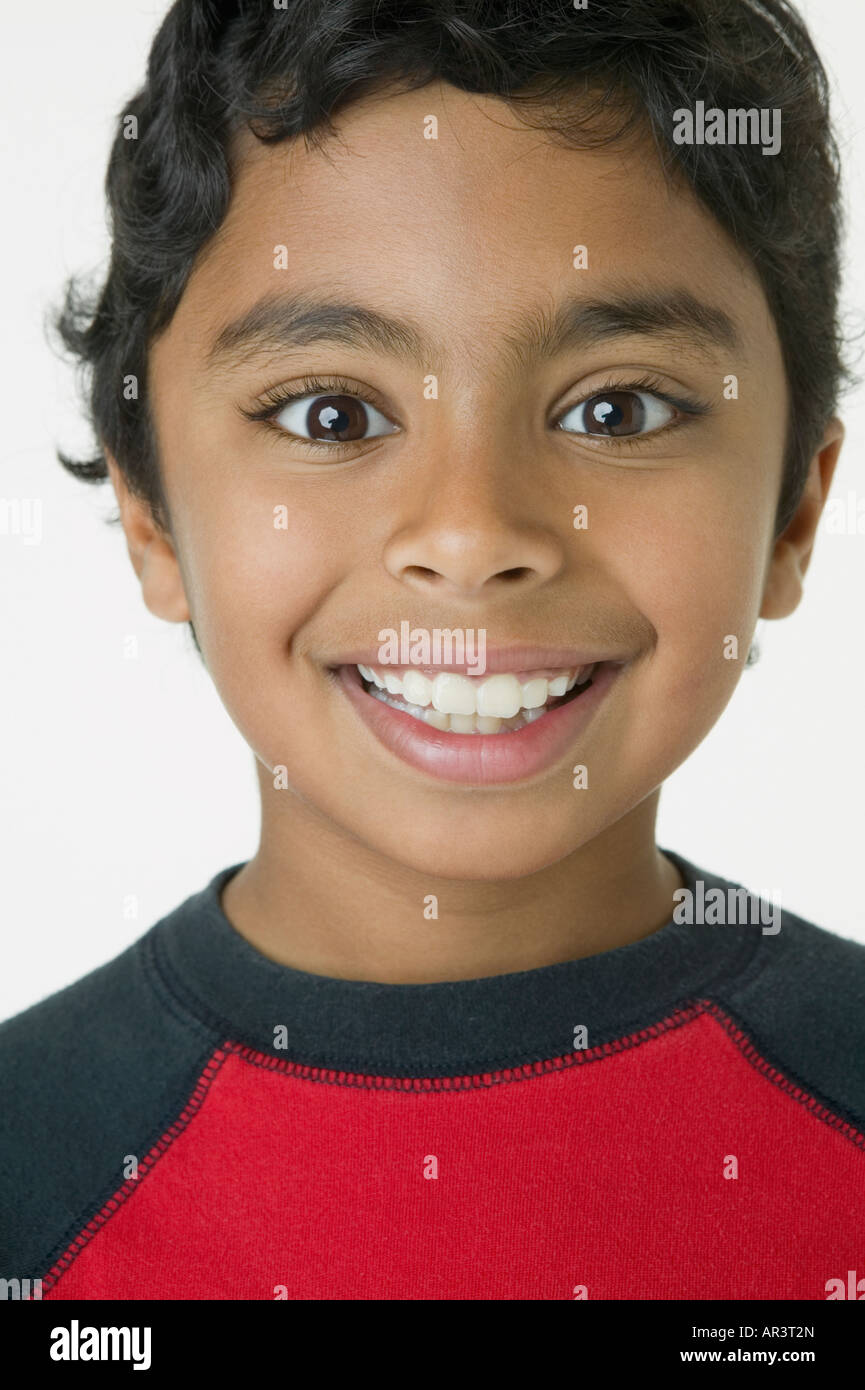 Close up of Indian boy smiling Stock Photo