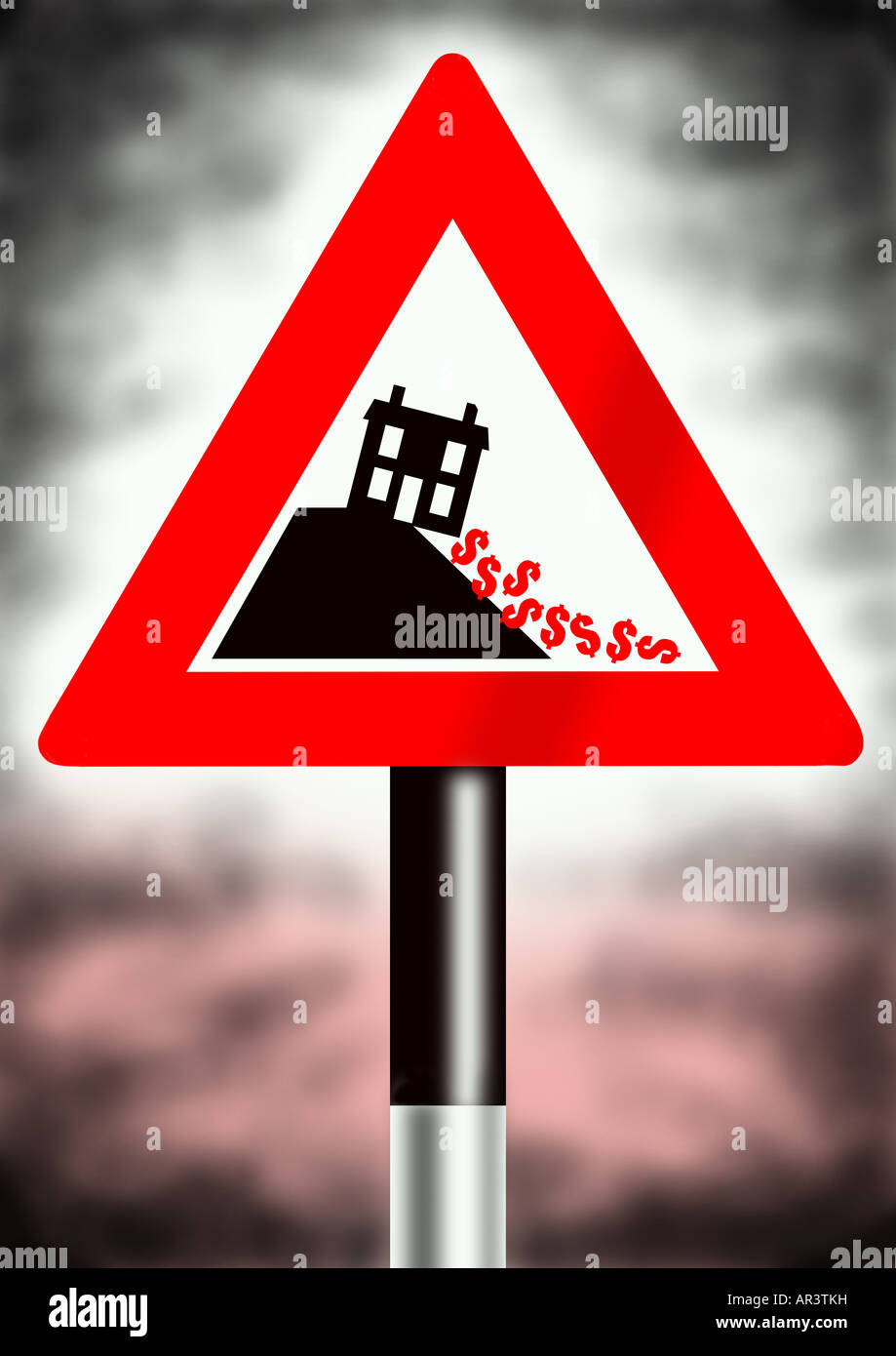Housing Crash Warning Sign Stock Photo Alamy
