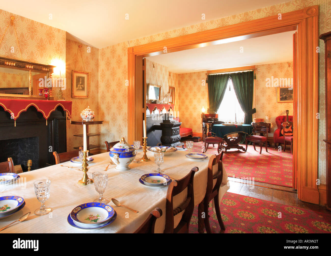 Dining Room, Woodrow Wilson Birthplace, Staunton, Shenandoah Valley of Virginia, USA Stock Photo