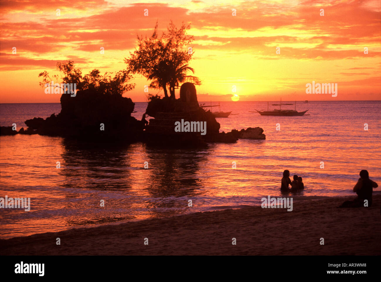 Boracay beach sunset, Boracay Island, Philippines Stock Photo