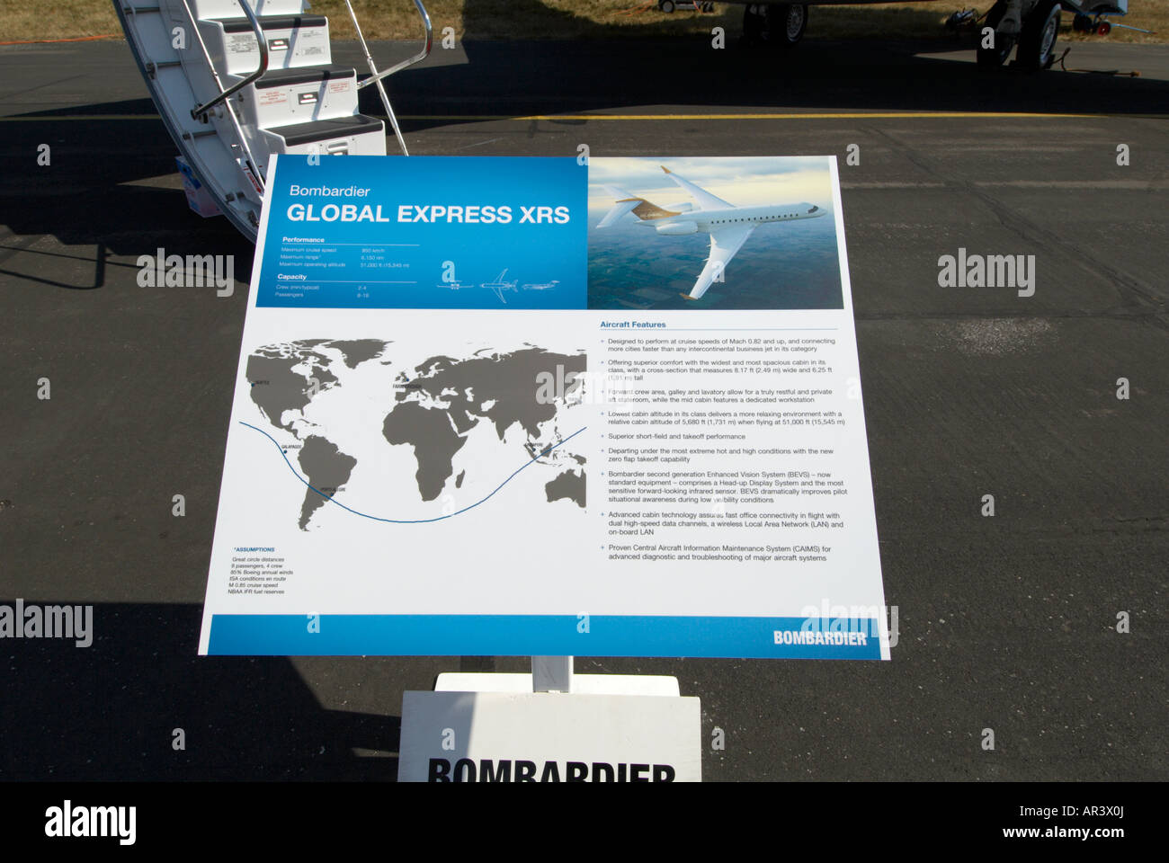 Bombardier Global Express XRS sign Farnborough Air Show 2006 Stock