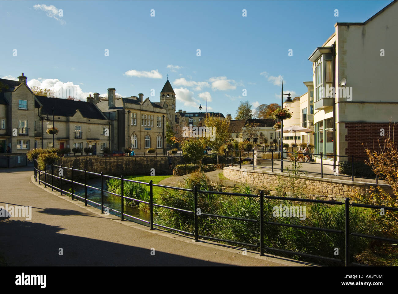 River Marden flowing through Calne town Wiltshire England UK EU Stock