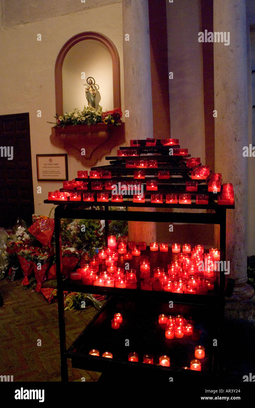 Candles for Saint Jude Thaddeus, Seville, Spain Stock Photo