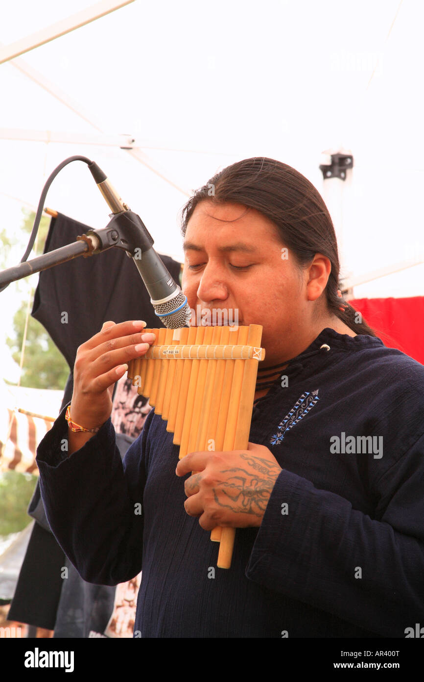 Playing Flute, Pork, Peanut and Pine Festival, Chippokes Plantation State Park, Surry County, Virginia, USA Stock Photo