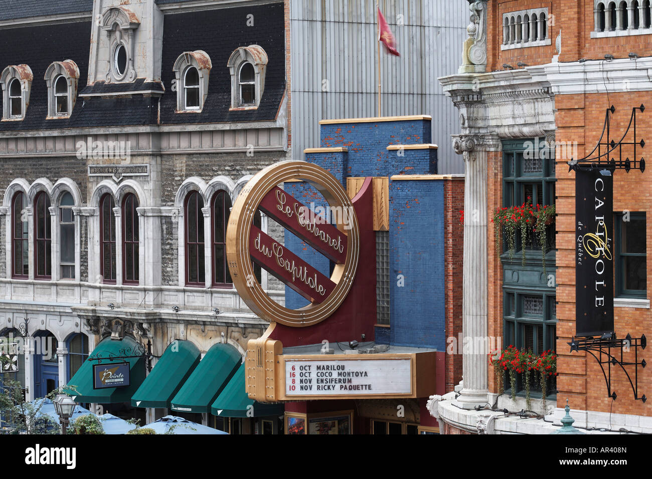 Historic Buildings and signage outside the walled city of Old Quebec