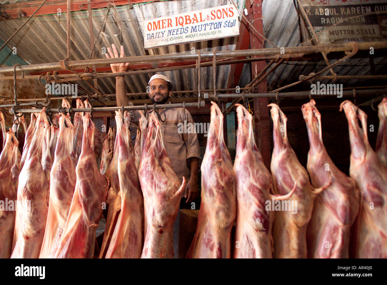 Meat trader. Russell Market, Fruit and Vegetable Market, Bangalore