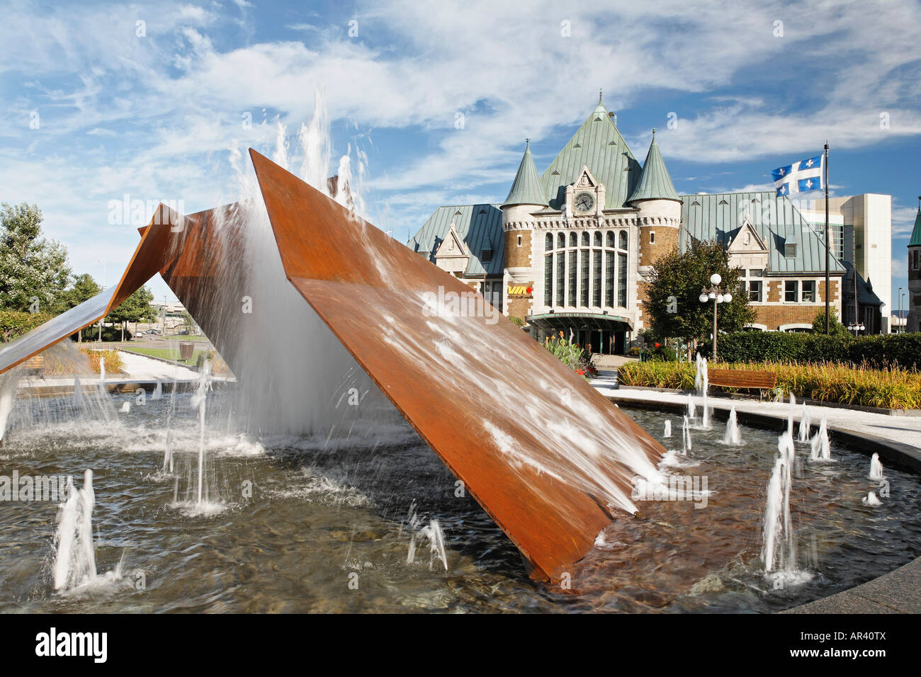 The Gare du Palais Fountain visitors when they exit the