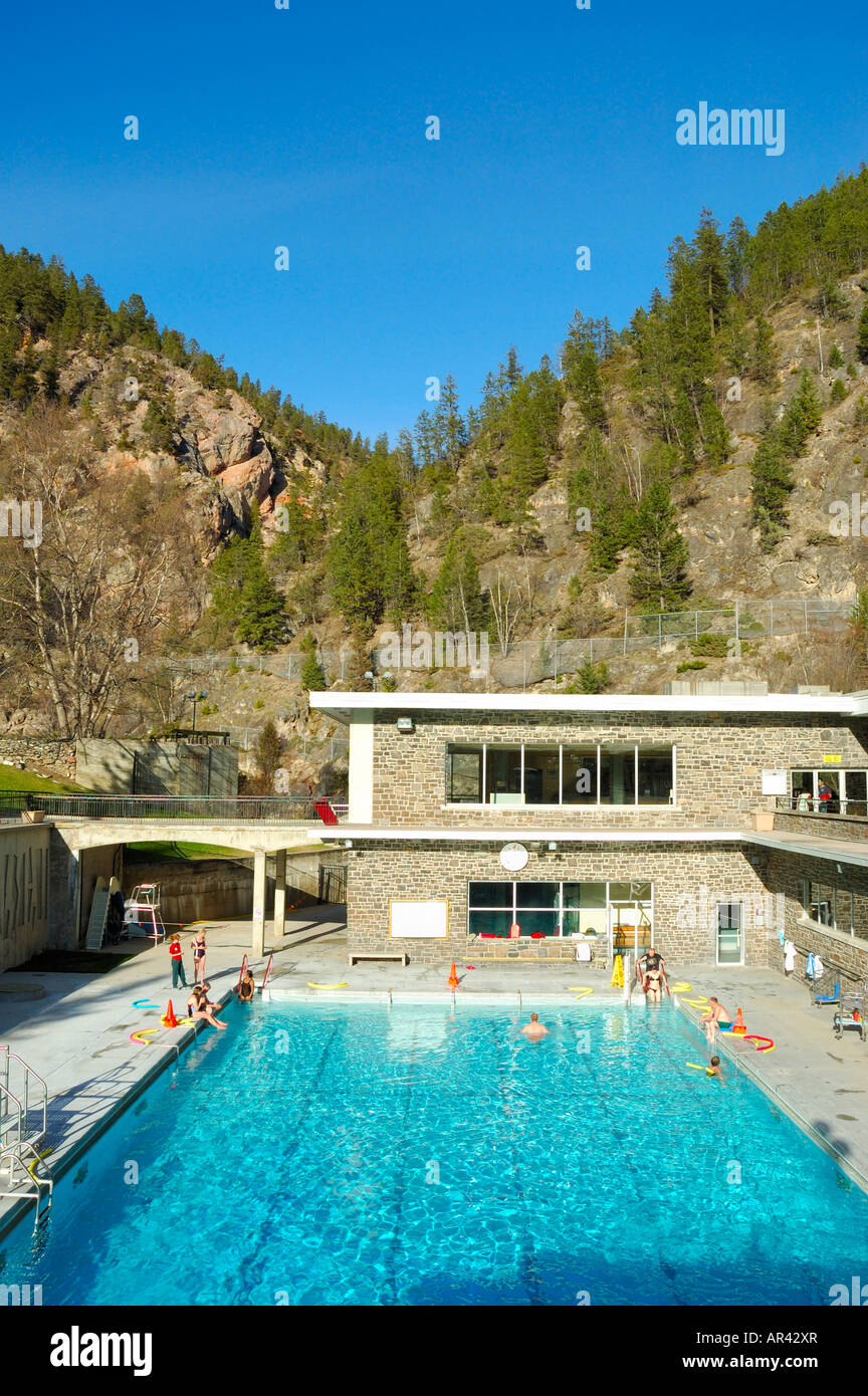 The hot springs of Radium Hot Springs in the Canadian Rockies National Park Stock Photo