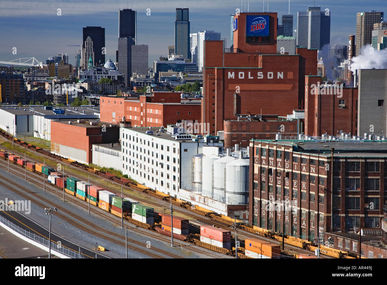 View of Montreal s industrial region and city skyline as seen from the