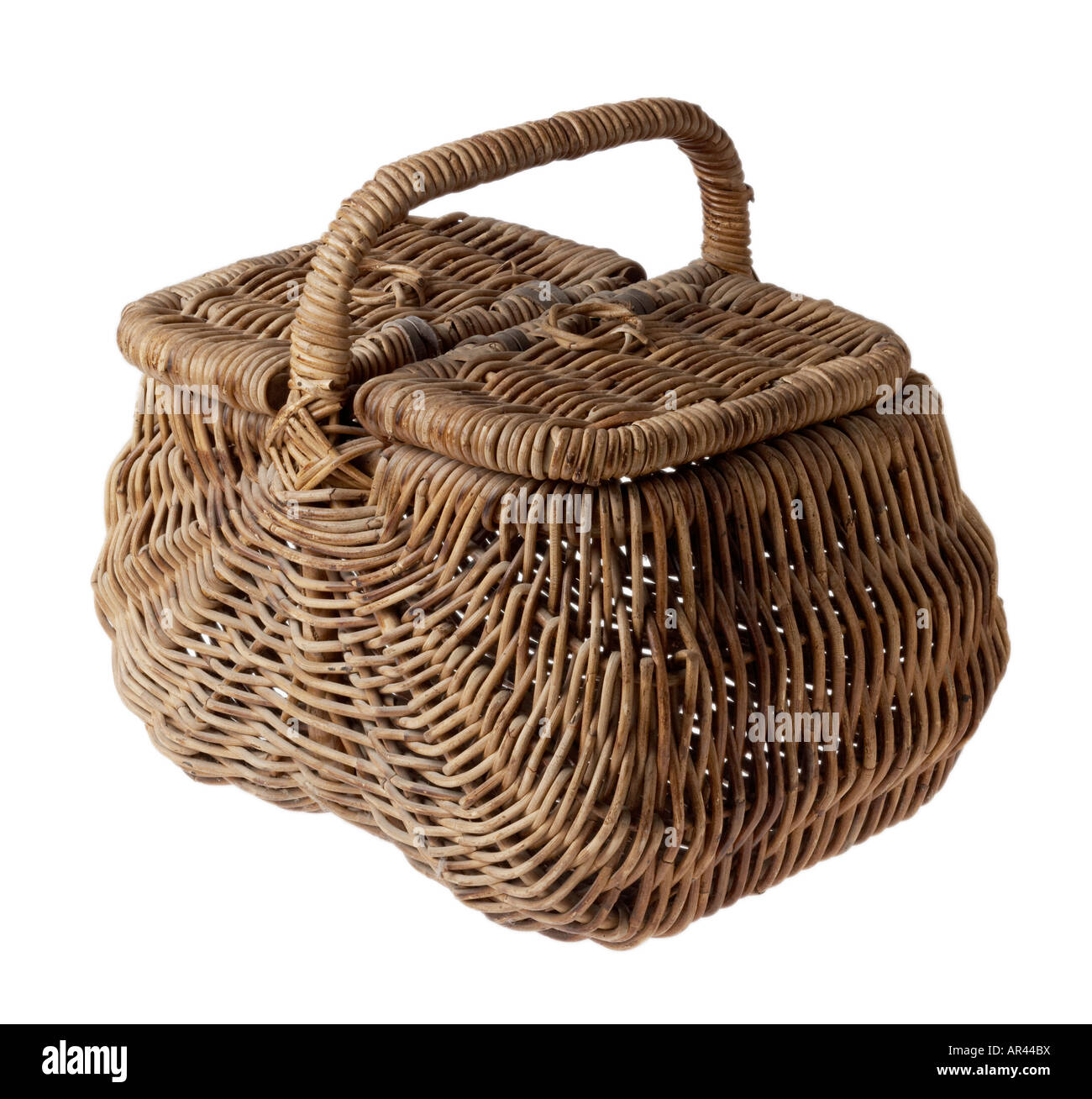 Antique wicker picnic basket Stock Photo Alamy