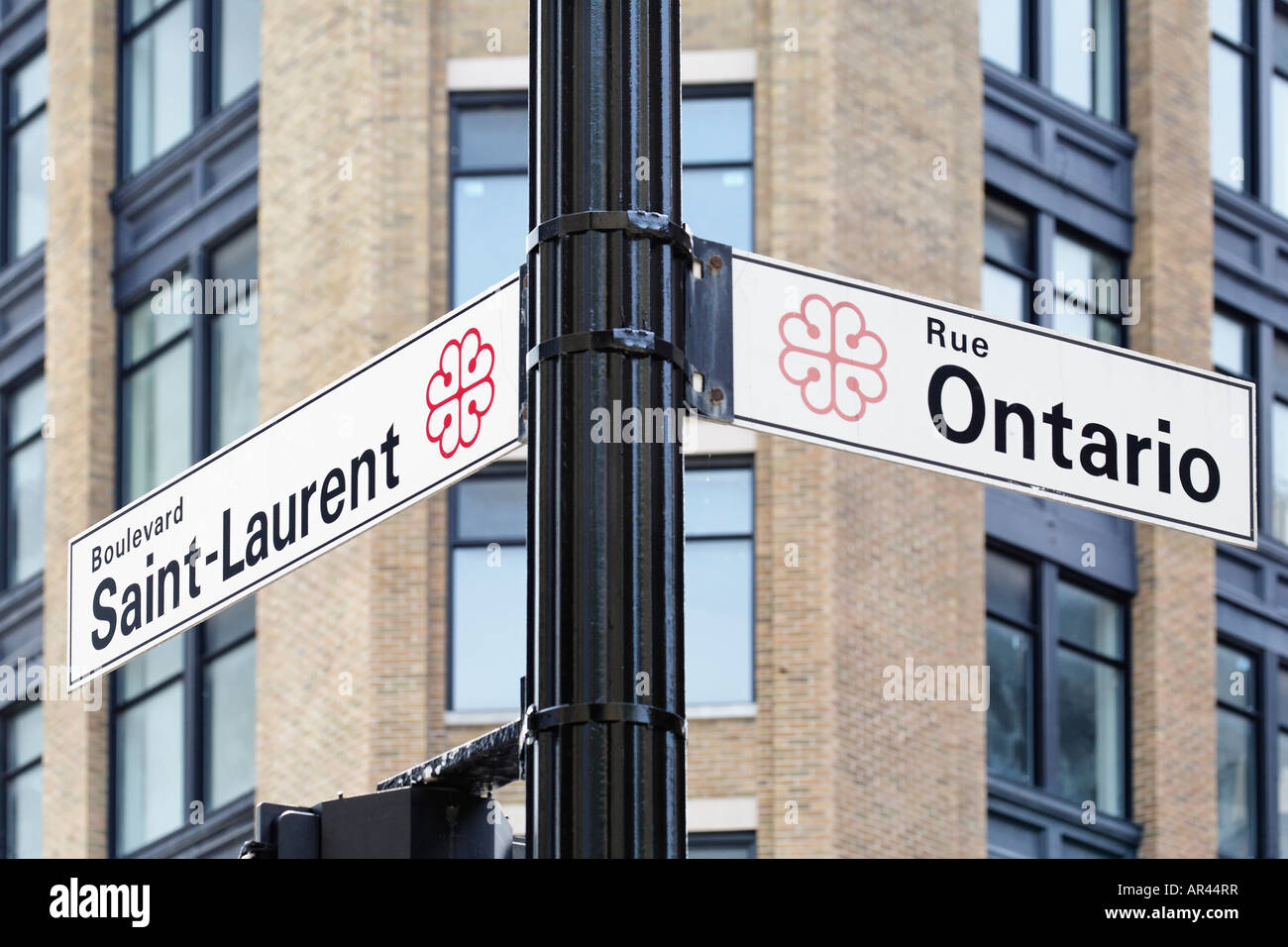 Street Sign Of Boulevard Saint Laurent And Rue Ontario In Montreal Montreal Quebec Canada Stock Photo Alamy