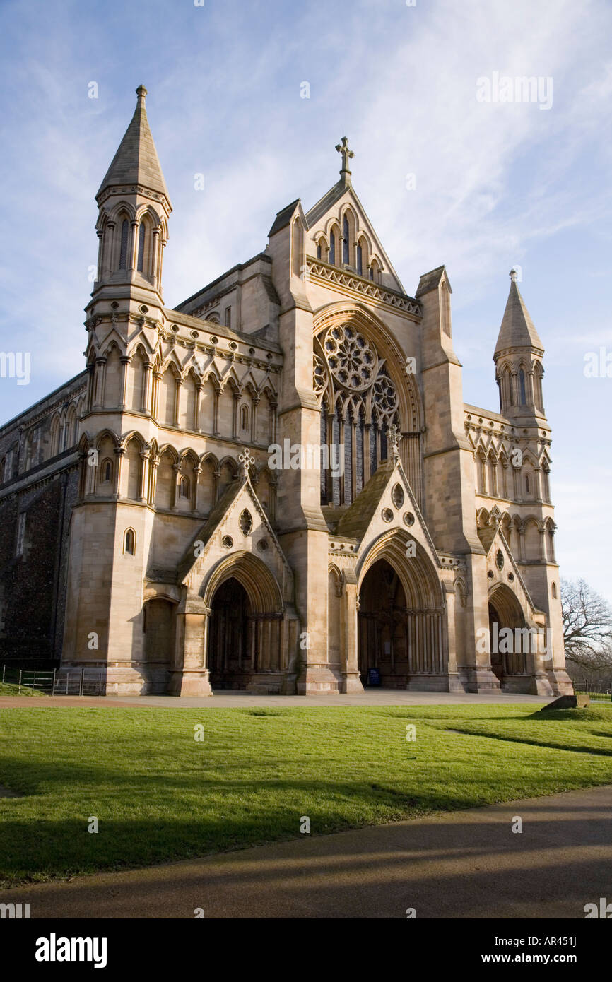 Exterior of Saint Albans Cathedral. Hertfordshire. UK Stock Photo