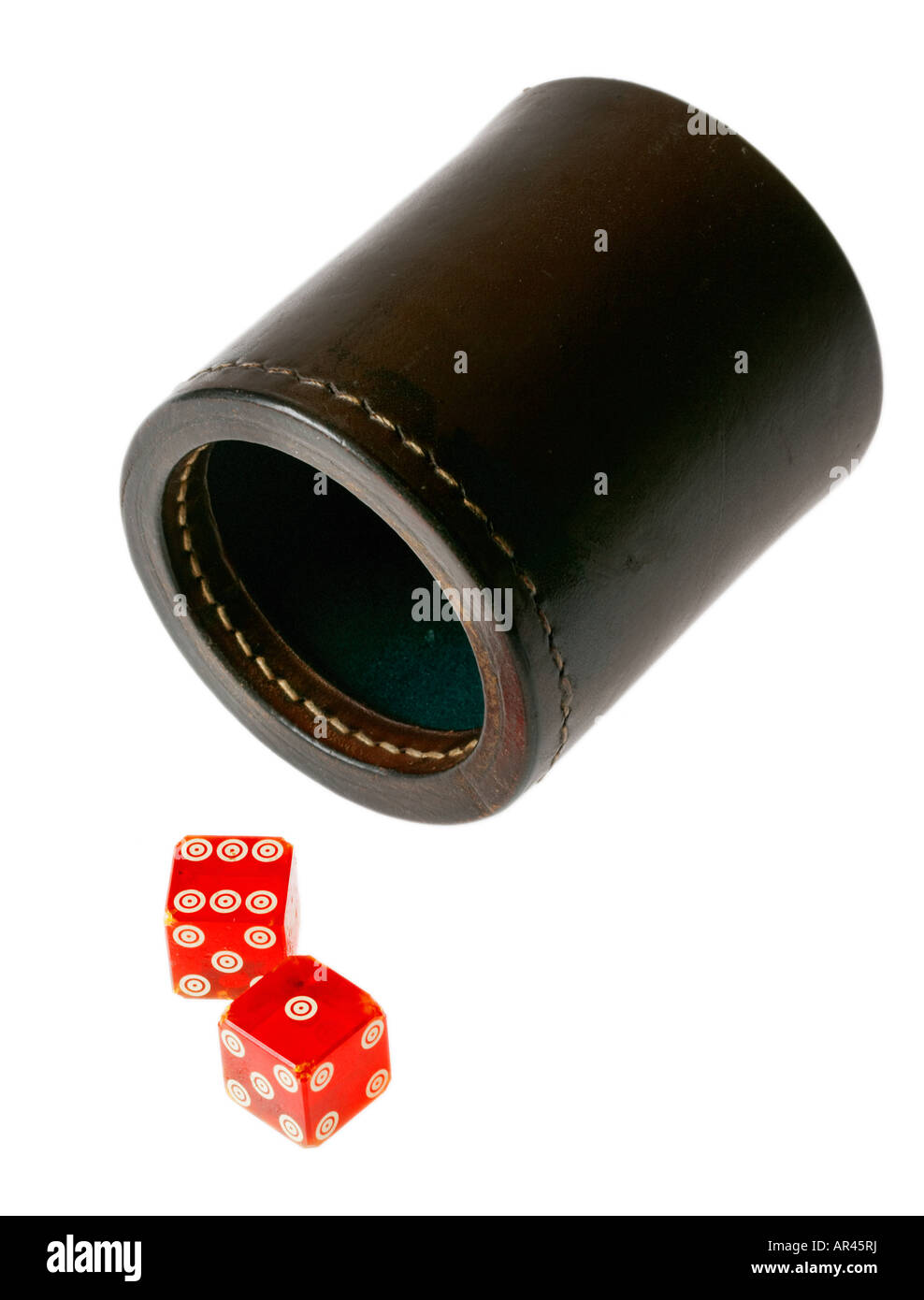 Antique dice with dice cup Stock Photo Alamy