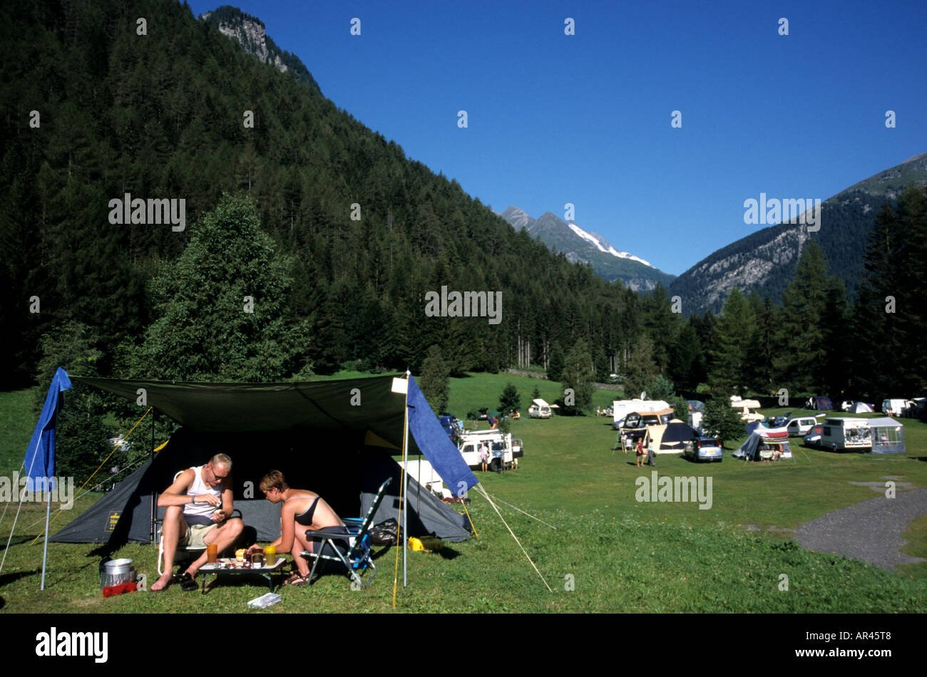 Grossclockner Heiligenblut camping Campground Austria Austrian Stock