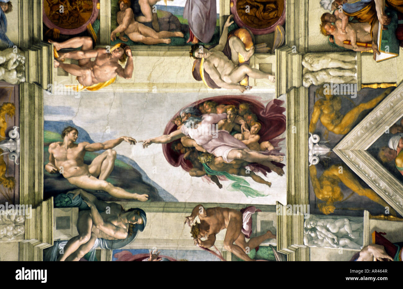 God Creates Adam By Michelangelo Sistine Chapel Vatican Stock