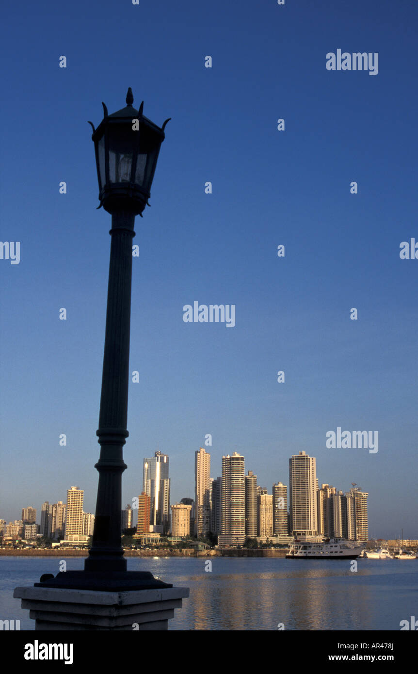 Panama Bay and the skyline of modern Panama City, Panama Stock Photo