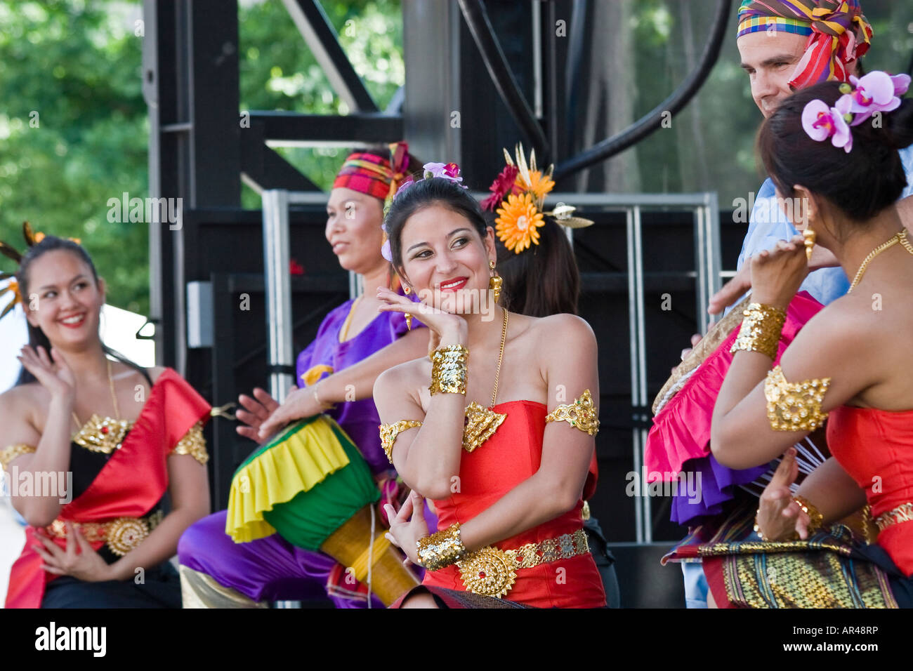 Traditional Thai dance performance during Tastes of Thailand festival in Toronto Canada Stock Photo