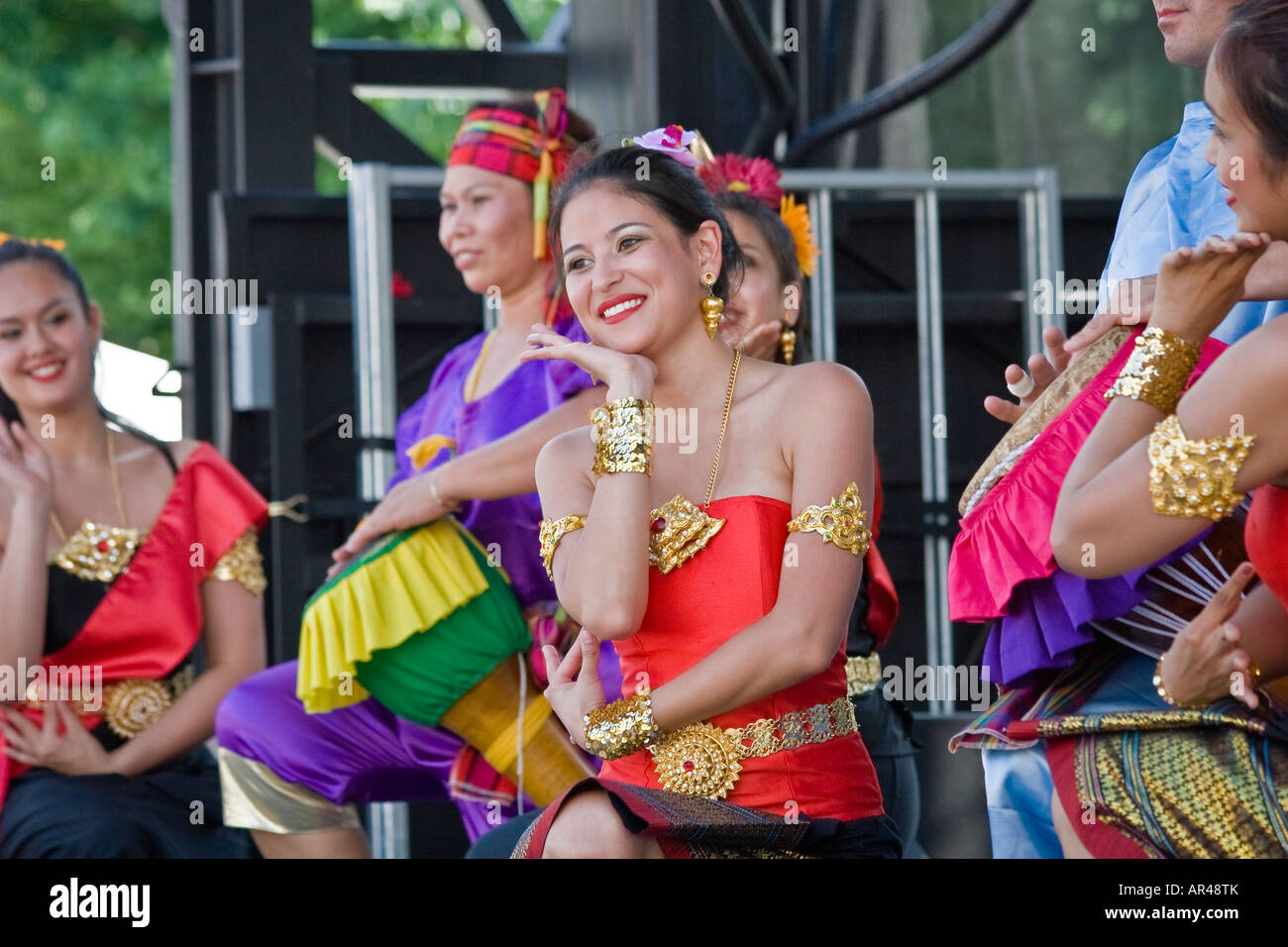 Traditional Thai dance performance during Tastes of Thailand festival in Toronto Canada Stock Photo