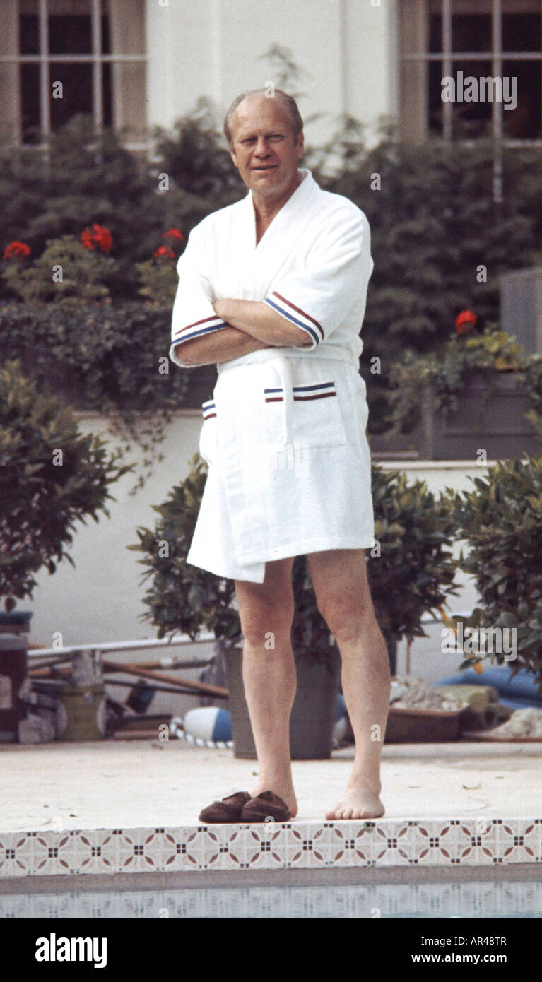 President Gerald Ford portrait at the White House swimming pool in July