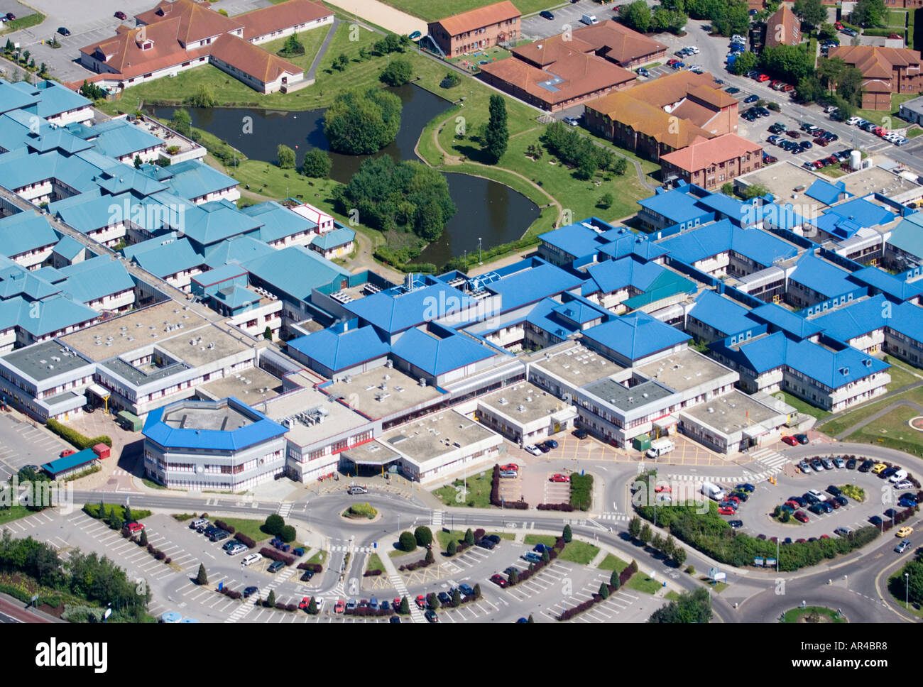 Aerial view of Bournemouth hospital and grounds. Dorset. (Royal