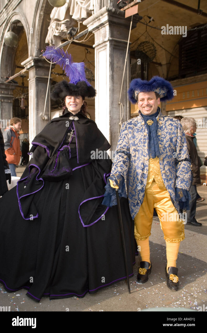 Revellers in masks and costume at the Venice carnival in St Mark's ...