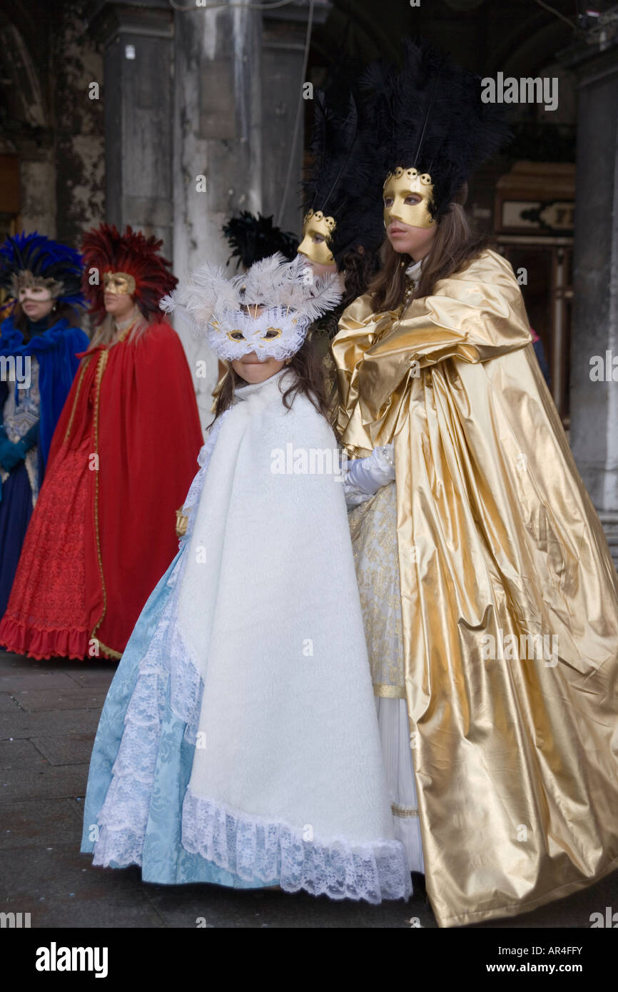 Revellers in masks and costume at the Venice carnival in St Mark's ...