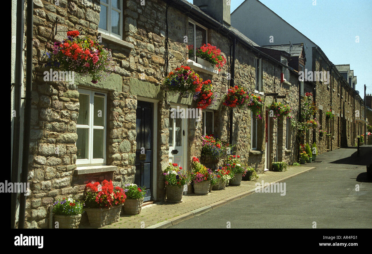 Hay on wye Cottages Terraced houses Stone walls Street Pavement Doors