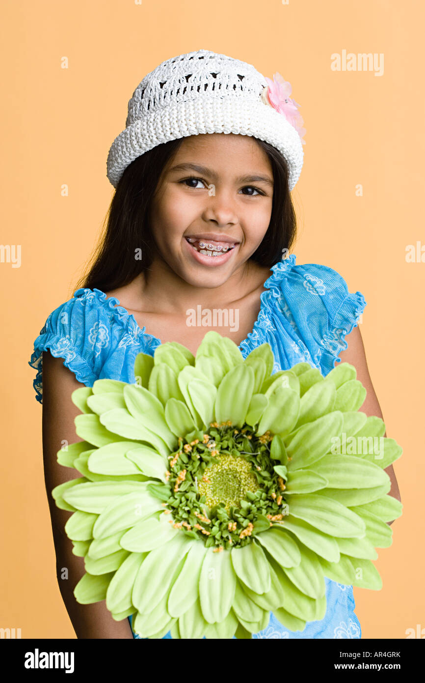 Girl with a flower Stock Photo Alamy