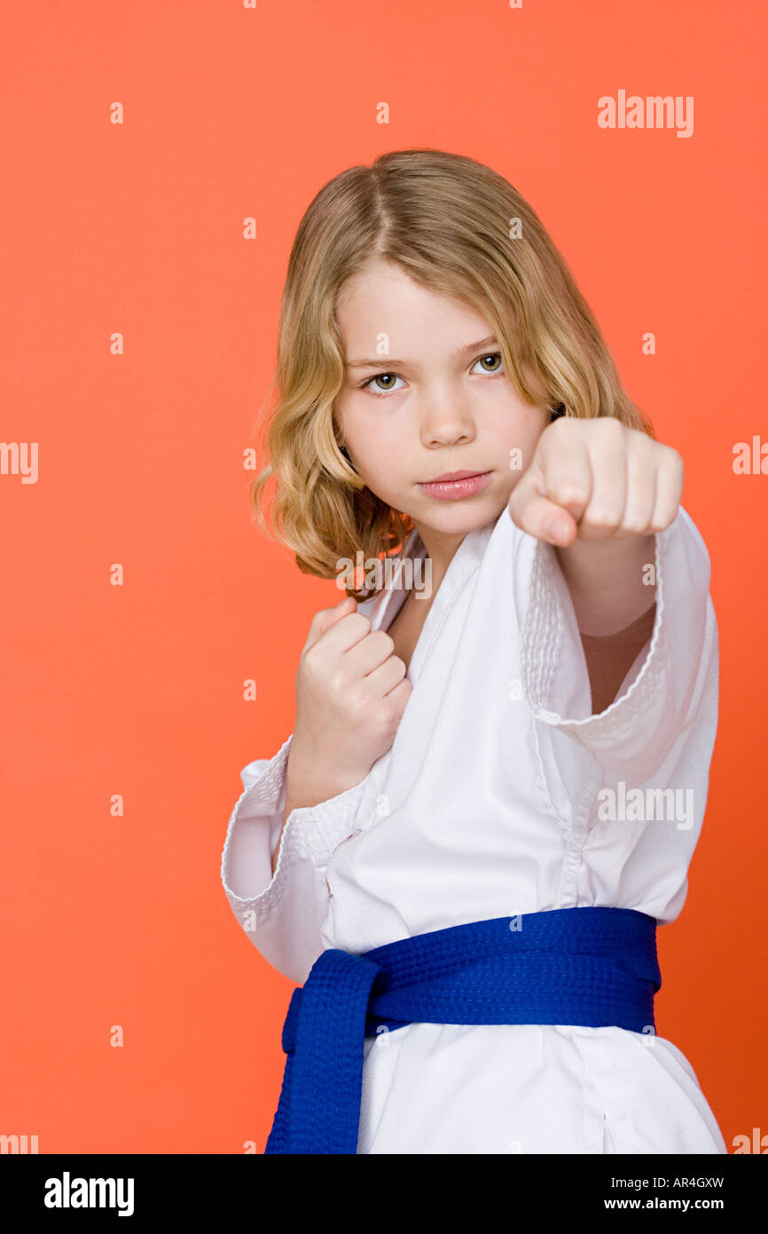 Girl doing martial arts Stock Photo Alamy