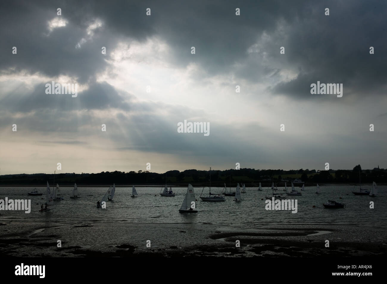 Evening Sky over Menai Strait Y Felinheli North West Wales Stock Photo