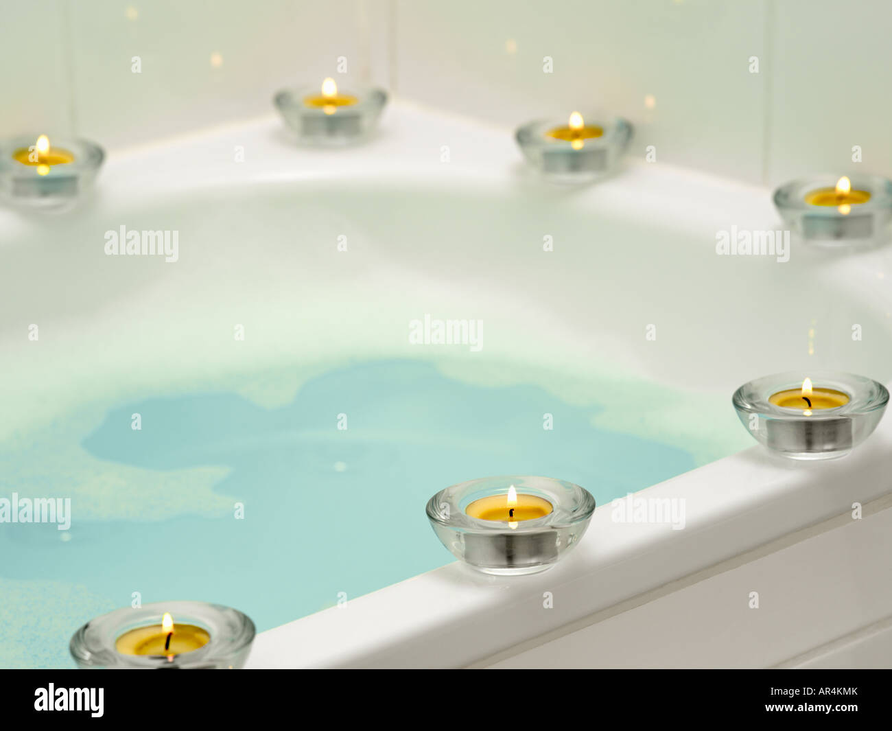 Candles on bathtub Stock Photo Alamy