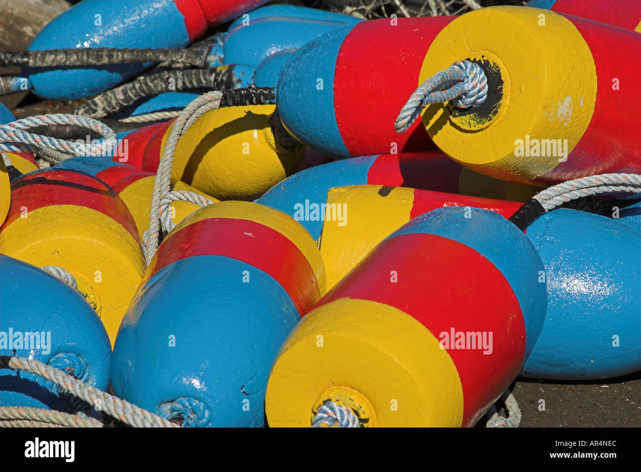 Crab pots and floats at Newport Oregon docks 2005 Stock Photo Alamy