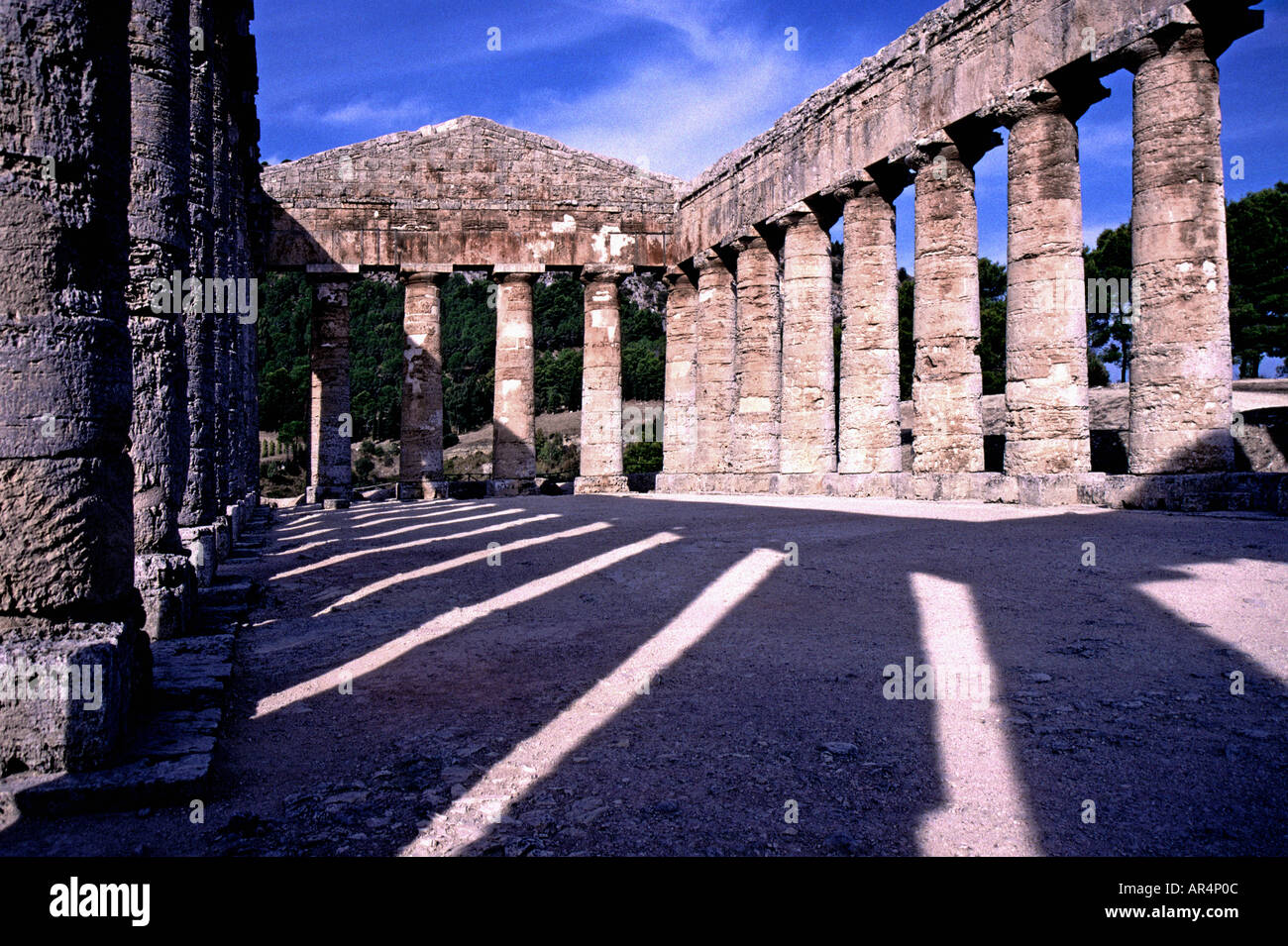 Sicily Greek Temple at Segesta 5th century BC interior Stock Photo