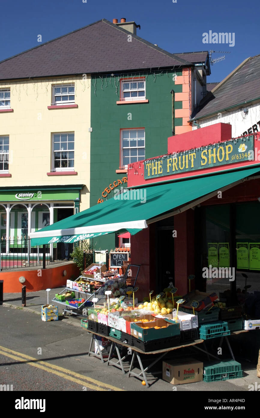 Shops in The Diamond, Ballycastle, County Antrim, Northern Ireland Stock Photo