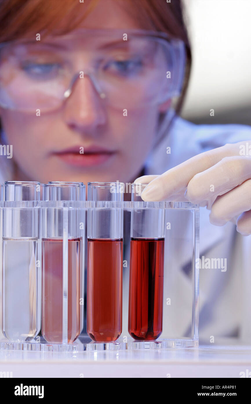 Scientist holding a test tube Stock Photo