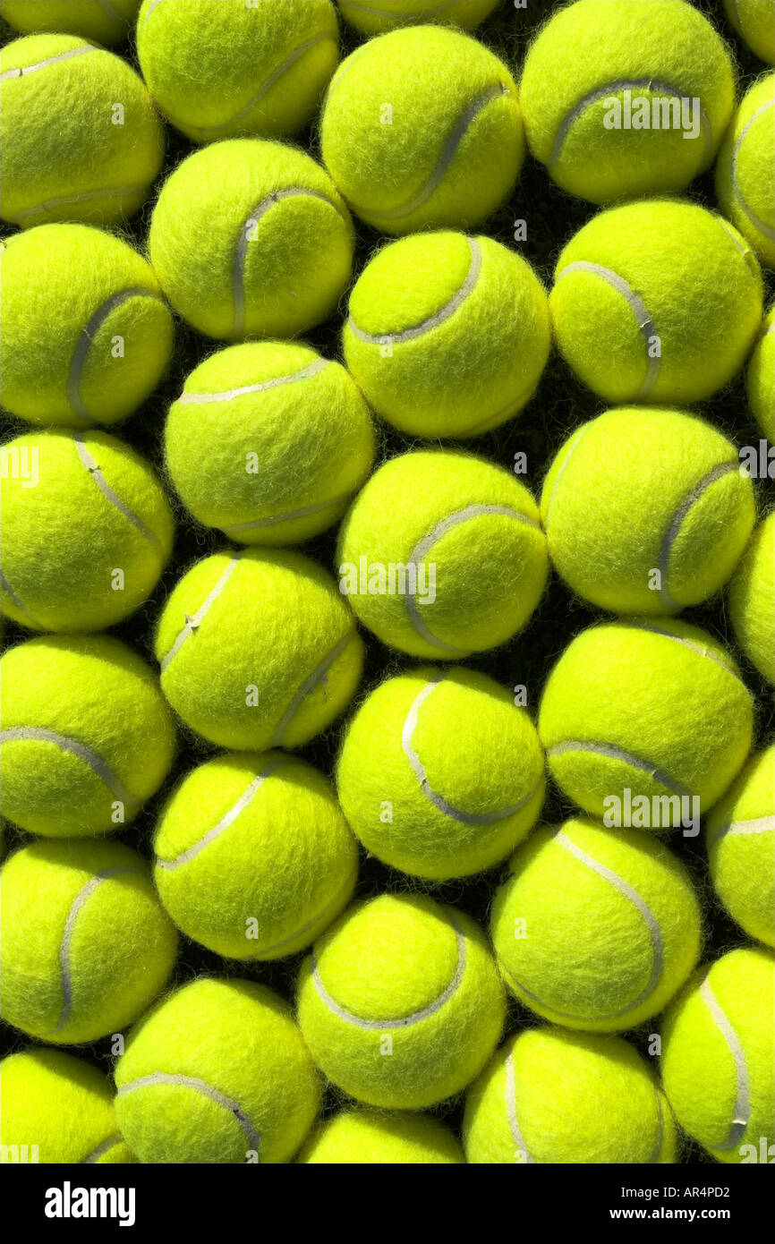 Box of tennis balls ready for play Stock Photo Alamy