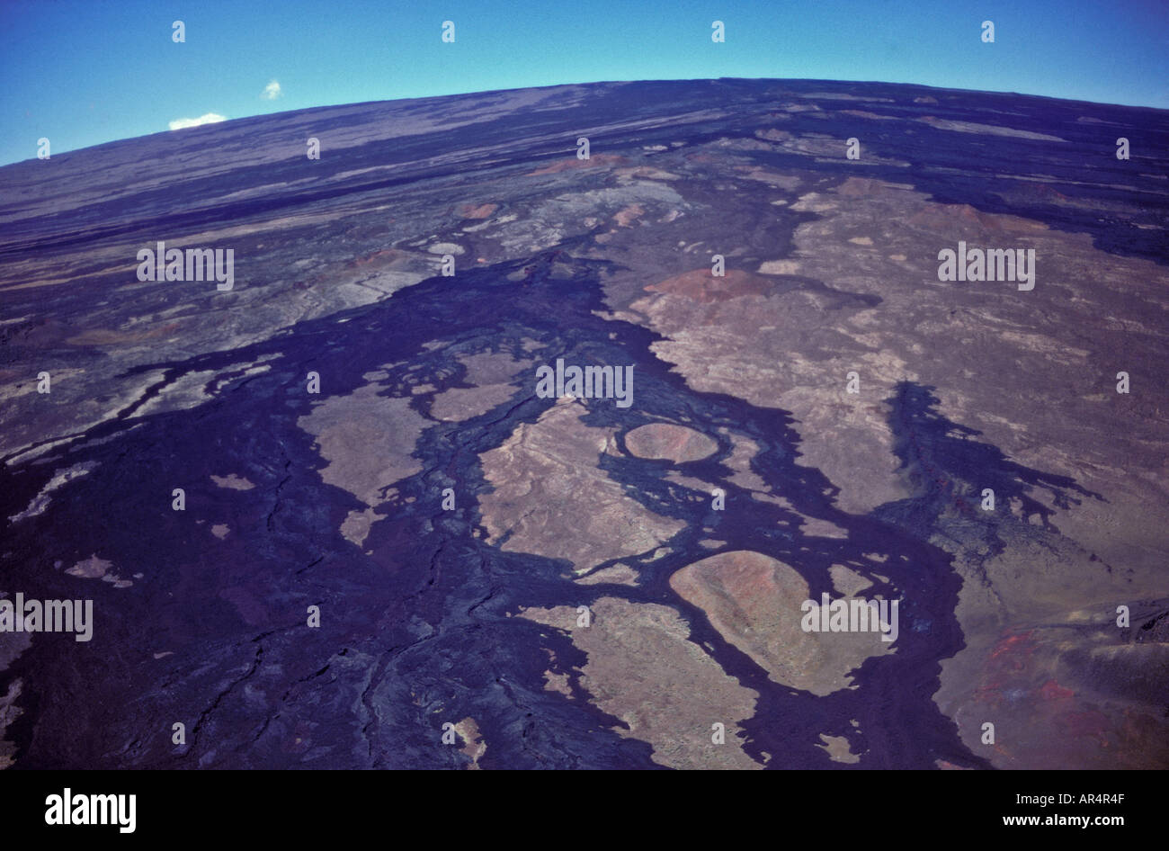Mauna Loa a shield volcano aerial view of lava flows on the east rift