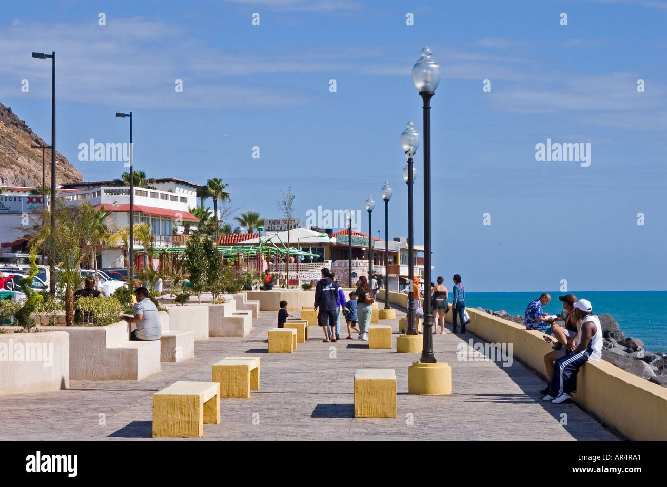 Waterfront plaza and malecon at Puerto Penasco Rocky Point Sonora Mexico Stock Photo