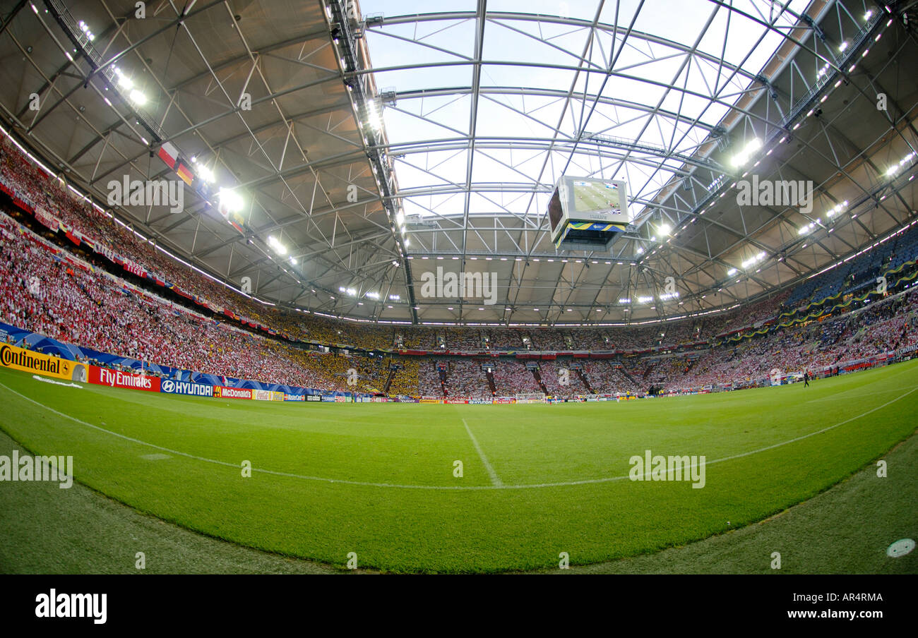 interior view of Football stadium Arena auf Schalke in Gelsenkirchen, North Rhine-Westphalia, Germany Stock Photo