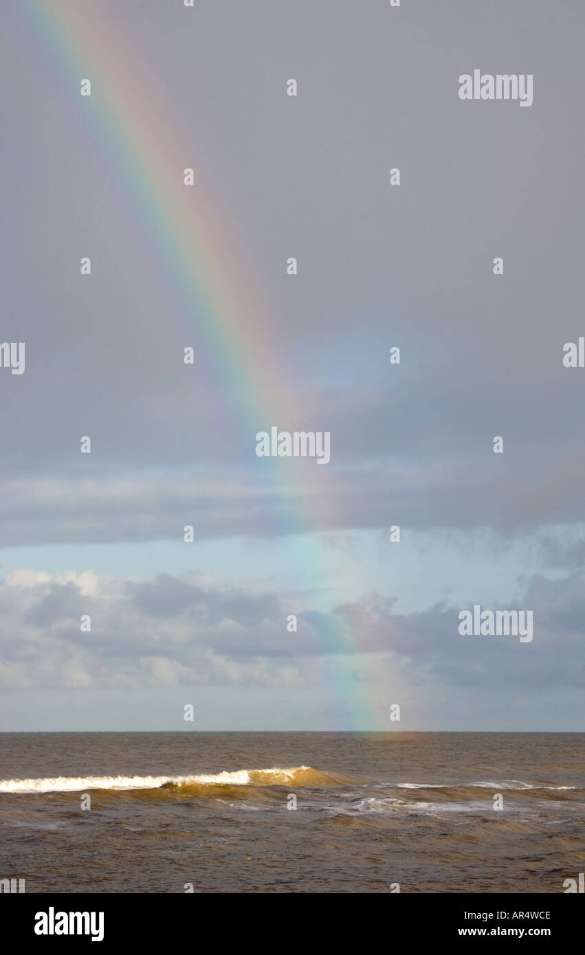 Rainbow over North Sea UK Stock Photo