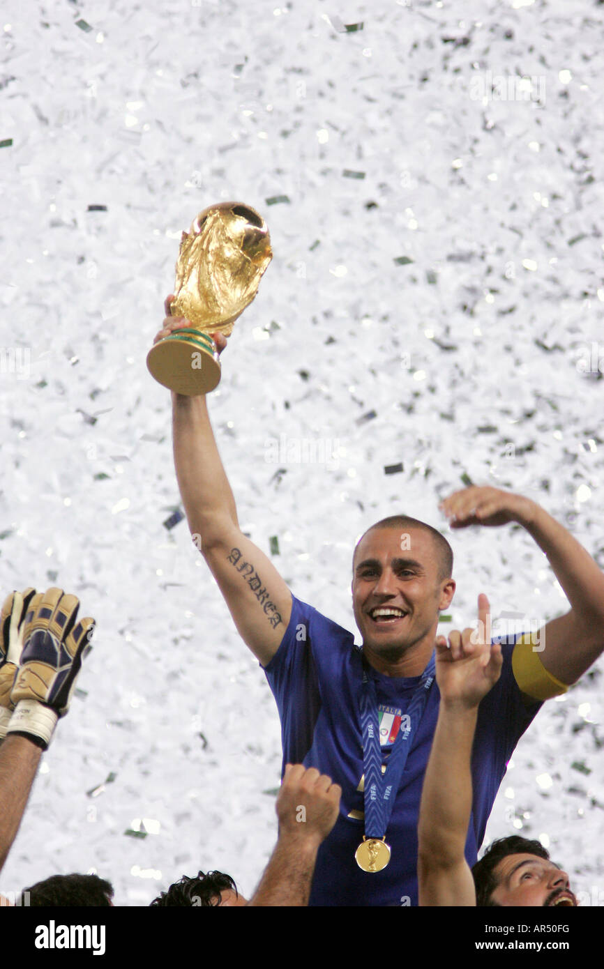 Fabio Cannavaro holding the FIFA World Cup Trophy Stock Photo