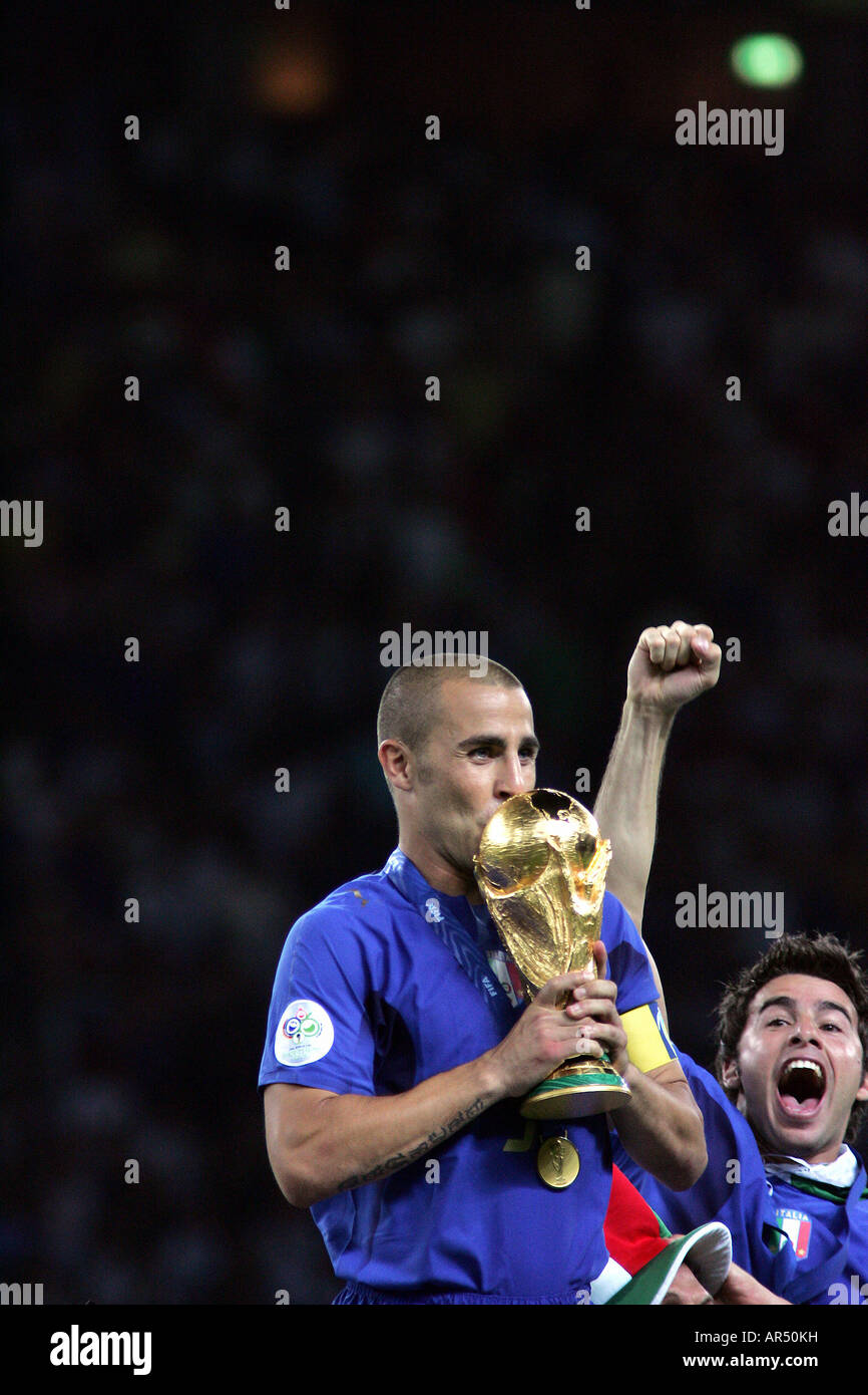 Fabio Cannavaro holding the FIFA World Cup Trophy Stock Photo