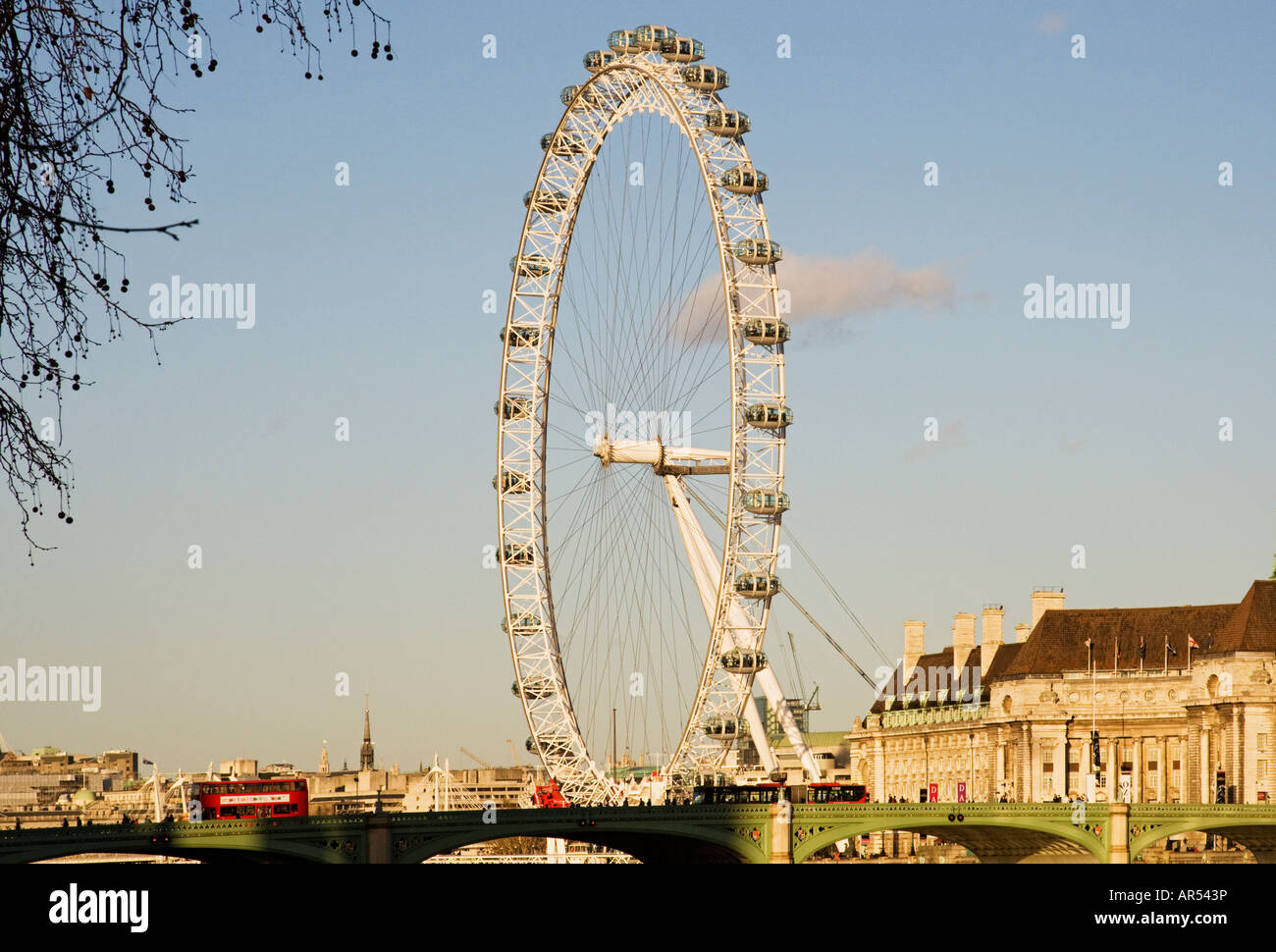Millennium Bridge and London Eye at London,England,UK Stock Photo