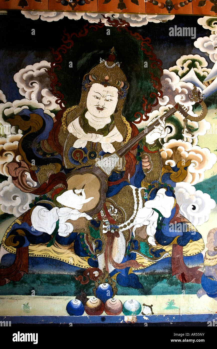 Yulkhorsung, the white king of the east, plays the lute and is the lord of celestial musicians. Stock Photo