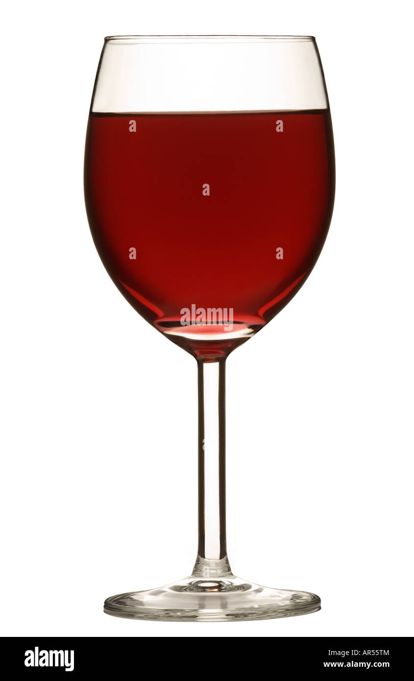 GLASS OF RED WINE SHOT IN THE STUDIO , CUT OUT BACKGROUND Stock Photo