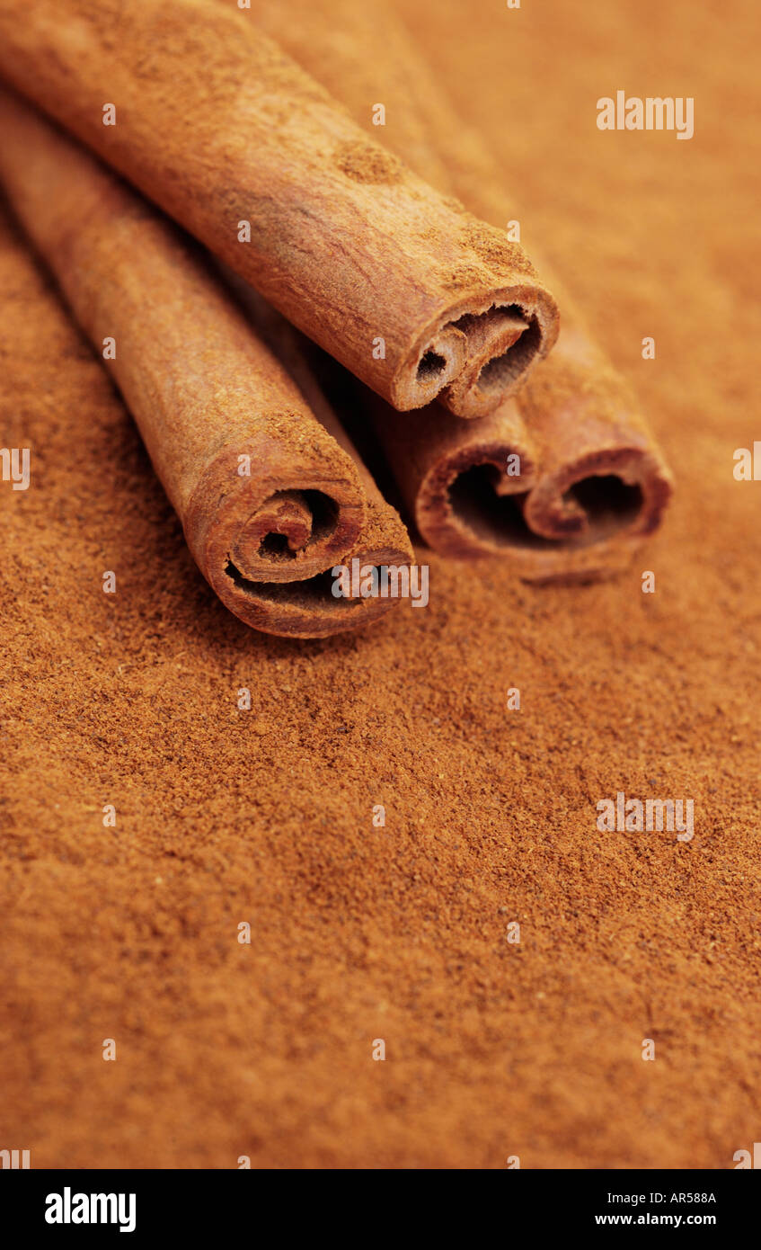 Cinnamon sticks and ground cinnamon Stock Photo